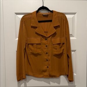 SHEIN Brown Button-Up Blouse